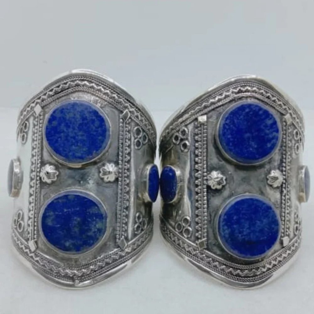 Single Double Stone Afghan Kuchi Bracelet, Big Bracelet With Stones, Ethnic Cuff